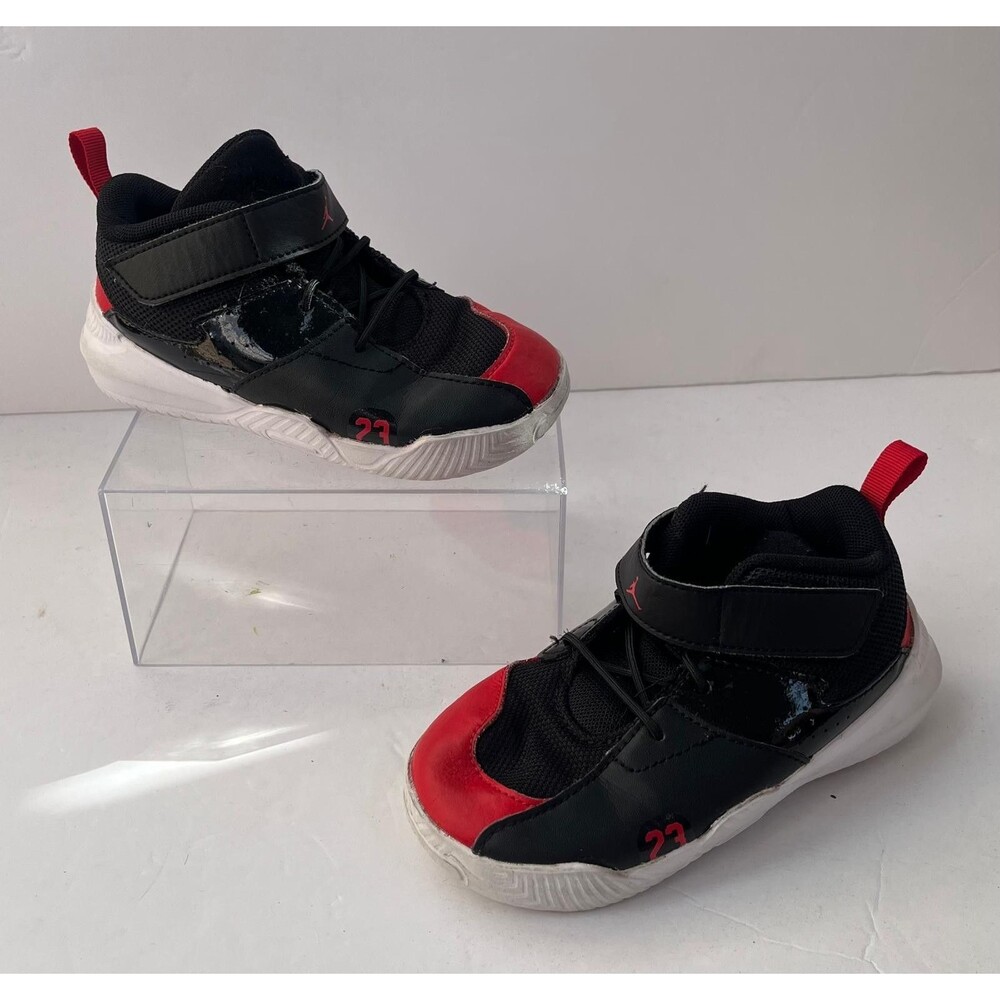 Nike Jordan Stay Loyal Kids Black Red Basketball Shoes 10C